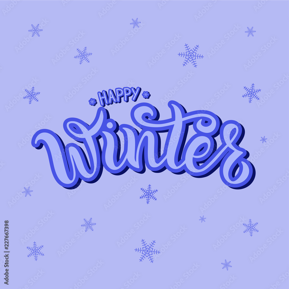Vector illustration of happy winter text for typography poster, logotype, flyer, banner, greeting card or postcard. Vector illustration of happy winter text for typography poster, logotype, flyer, banner, greeting card or postcard.