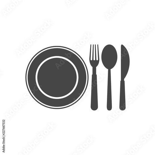 Plate with fork, knife and spoon