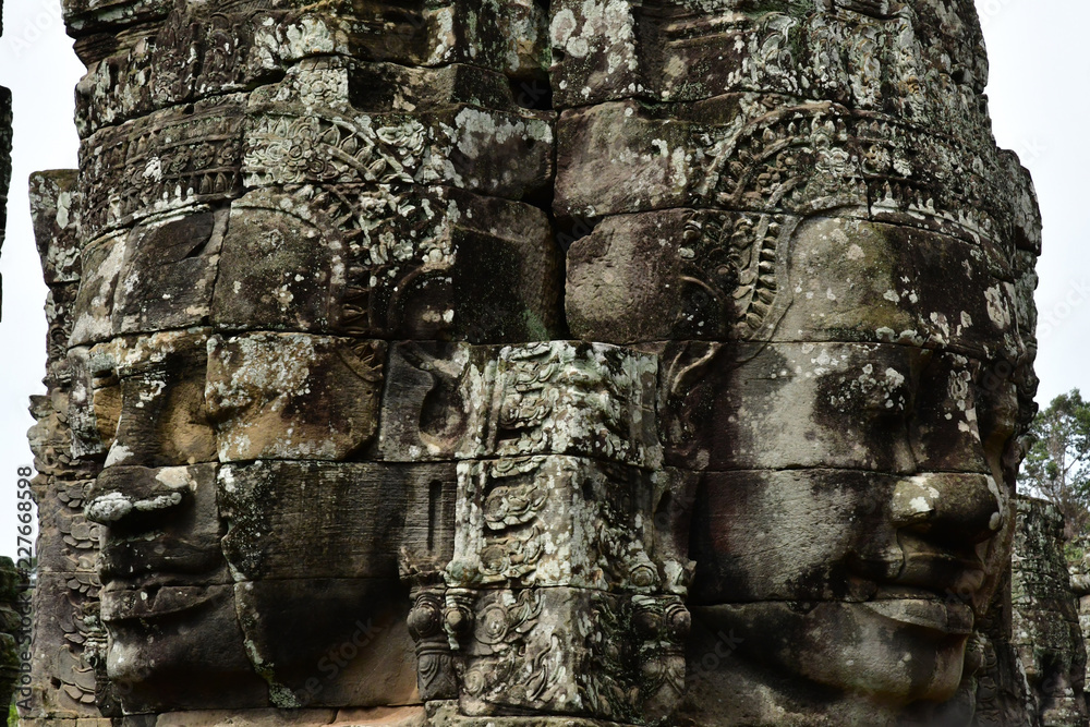 Siem Reap; Kingdom of Cambodia - august 24 2018 : Angkor Bayon temple