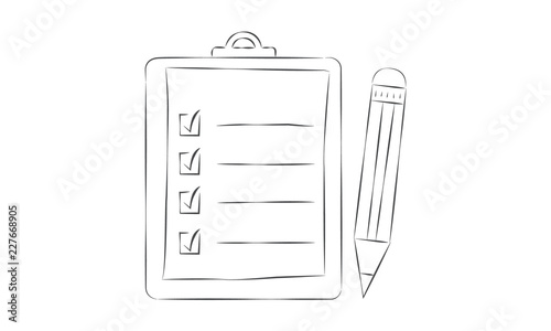 clipboard with paper and pen isolated on white