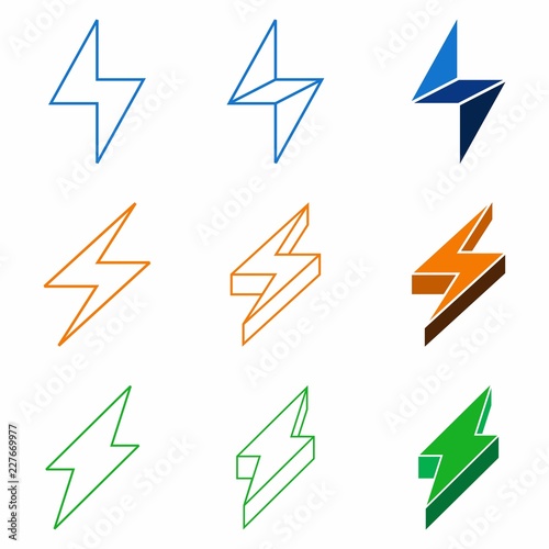 lightning bolt set symbol graphic design vector
