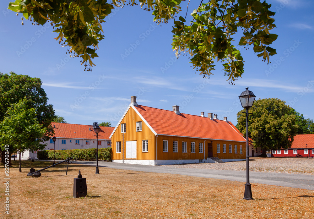Obraz premium Historic buildings at Staverns Fortress Larvik Vestfold Norway