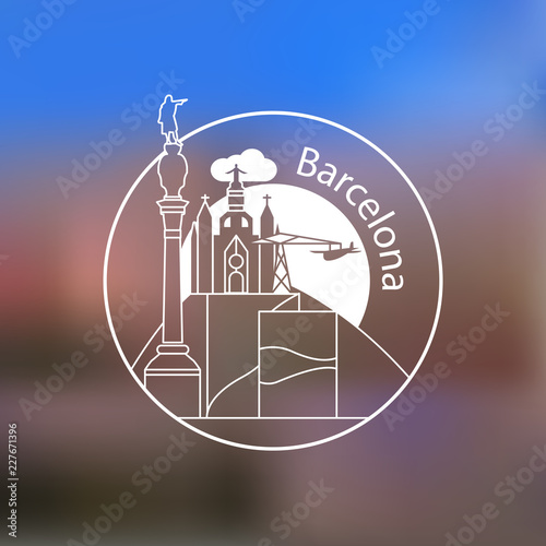 Barcelona Spain detailed silhouette. Trendy vector illustration