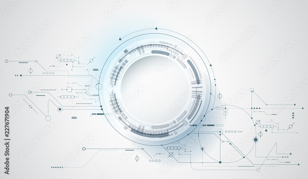 Vector design 3d paper circle with circuit board. Illustration Abstract modern futuristic, engineering, science, technology background. Hi tech digital connect, communication, high technology concept