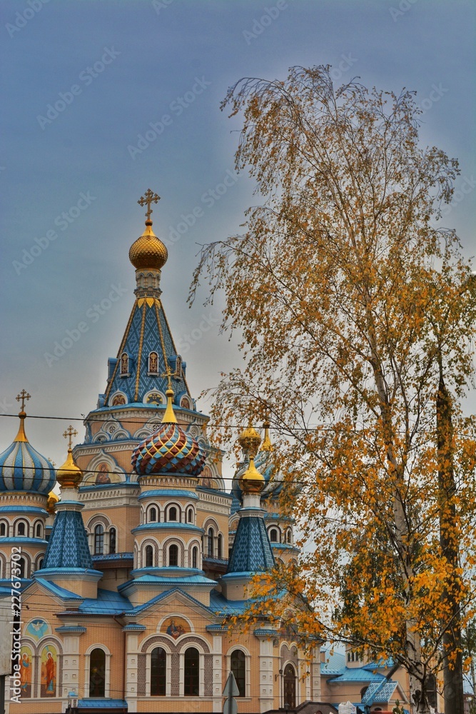 church in autumn