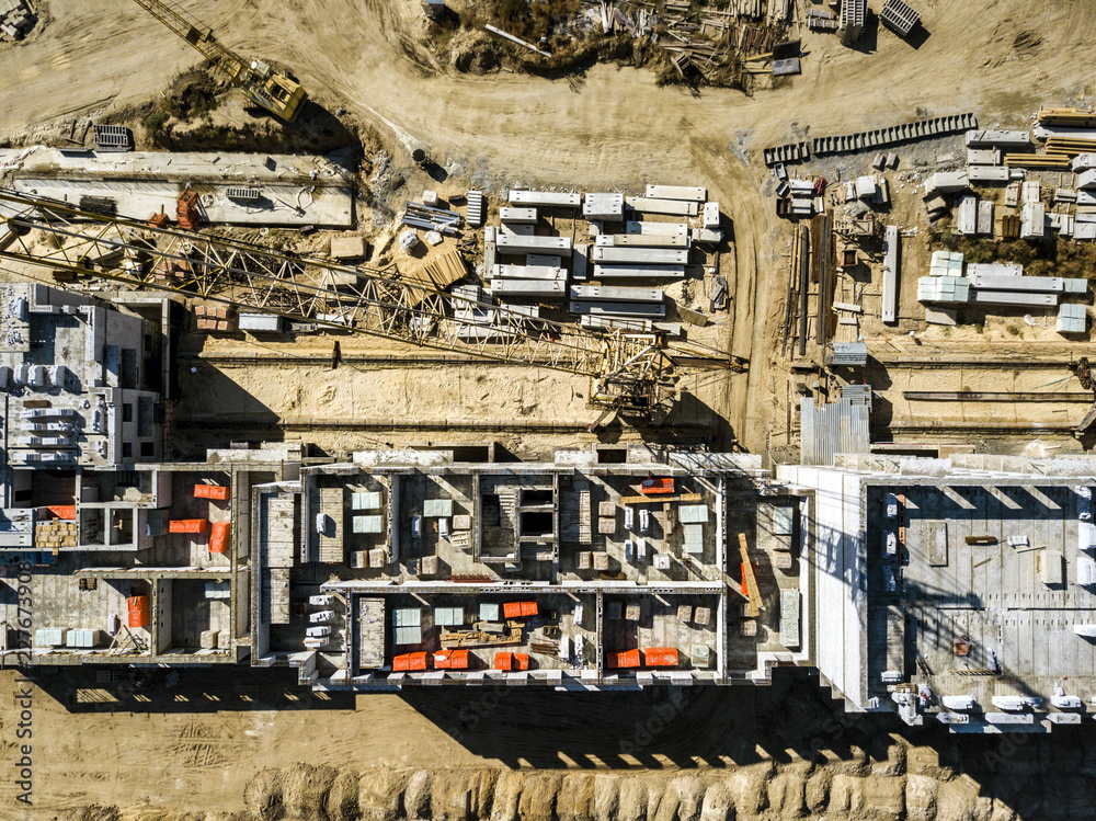 aerial top view building project work flat lay concept f