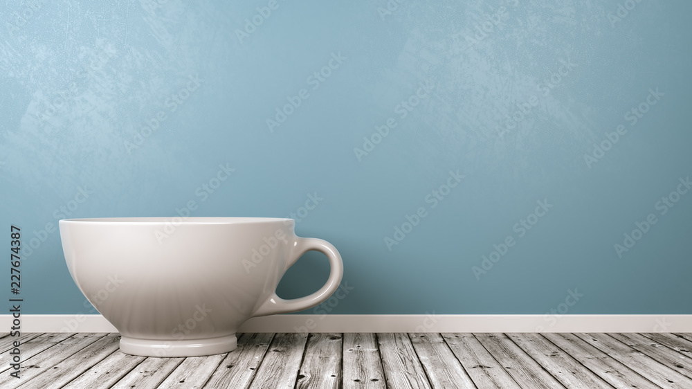 White Porcelain Breakfast Cup in the Room White Porcelain Breakfast Cup in the Room