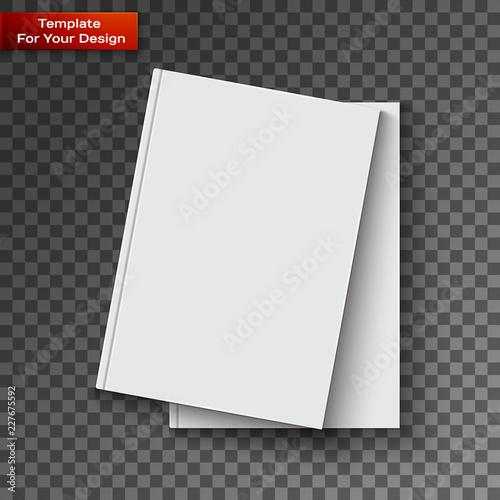 Blank book cover on transparent background