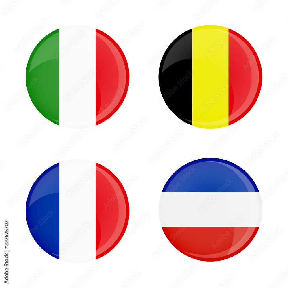 flags in circle shape. Transparent, glossy, glass button flags in circle shape. Transparent, glossy, glass button