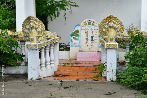 Kampong Tralach; Kingdom of Cambodia - august 21 2018 : Wat Kampong Tralach Leu pagoda site photo