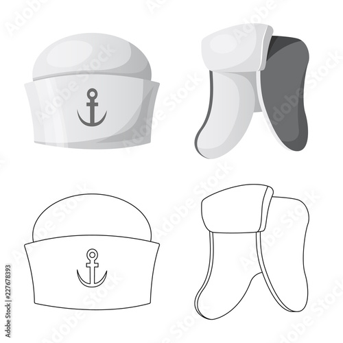 Isolated object of headgear and cap icon. Set of headgear and accessory stock symbol for web.