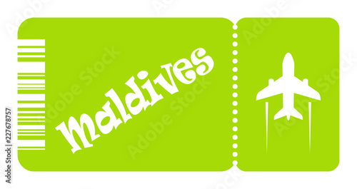 Vacation in Maldives, plane ticket icon