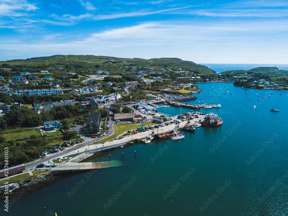 Aerial view of the coastal village of Baltimore, West Cork in Ireland.