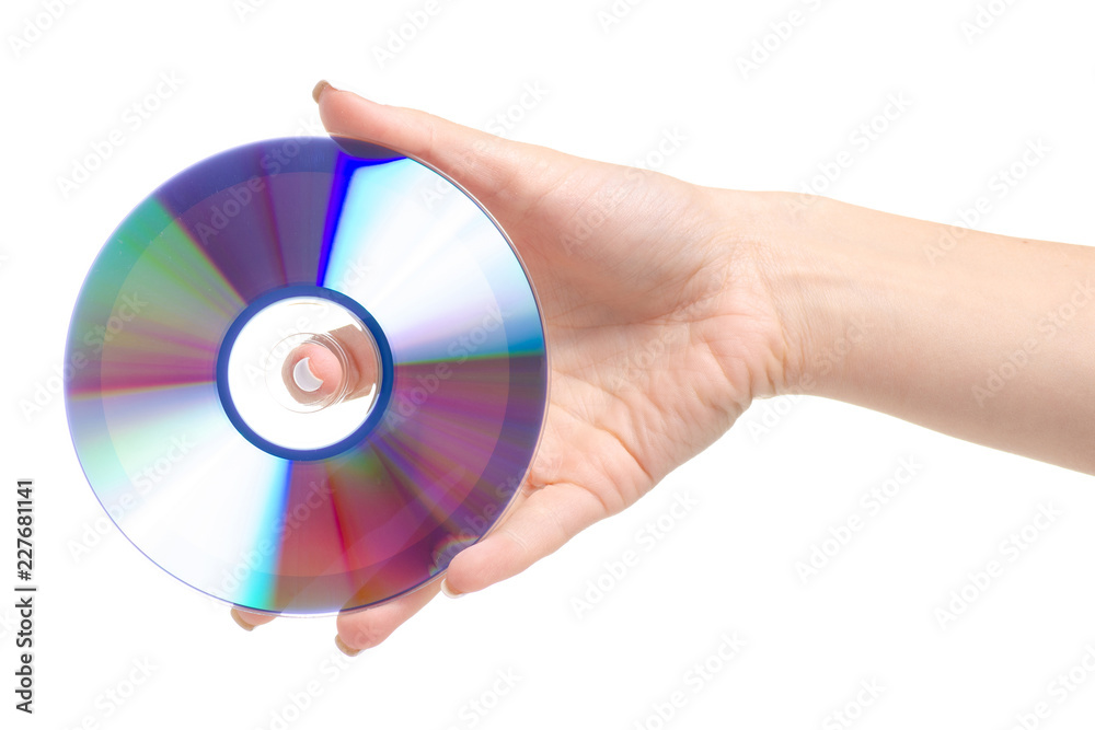 Disc in hand on white background. Isolation. Disc in hand on white background. Isolation.