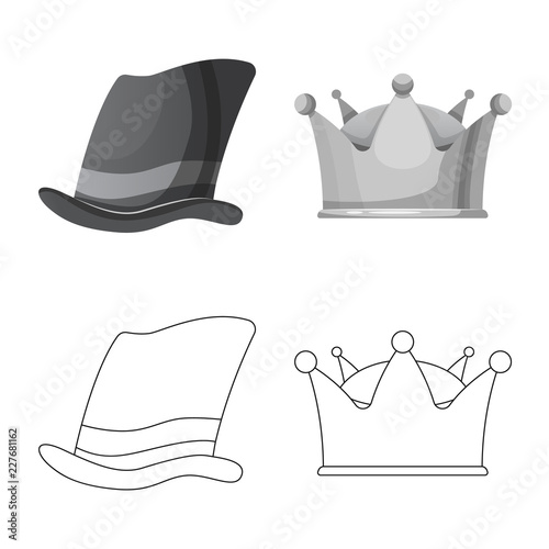 Isolated object of headgear and cap logo. Collection of headgear and accessory stock symbol for web.