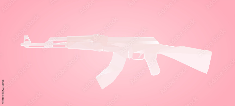 Pink Submachine Kalashnikov or AK47 Vector Illustration Low Poly 3D  Rendering Stock Vector | Adobe Stock