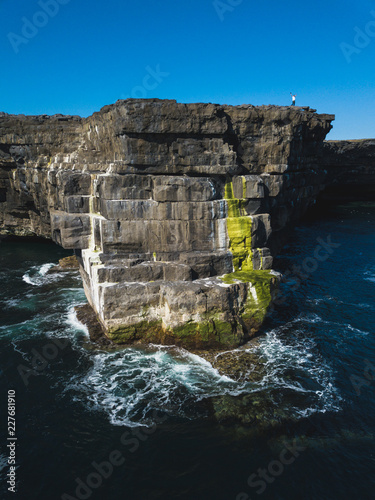 Beautiful view of the Inis Mór cliffs. Taken by drone