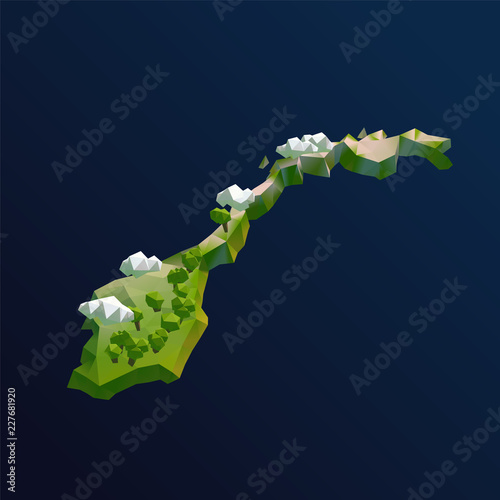 Norway Vector Low Poly 3D Cartoon Map