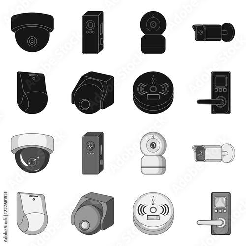 Isolated object of cctv and camera symbol. Collection of cctv and system stock vector illustration.