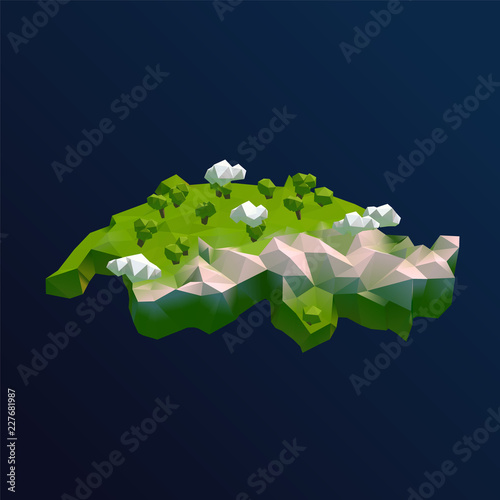 Switzerland Vector Low Poly 3D Cartoon Map