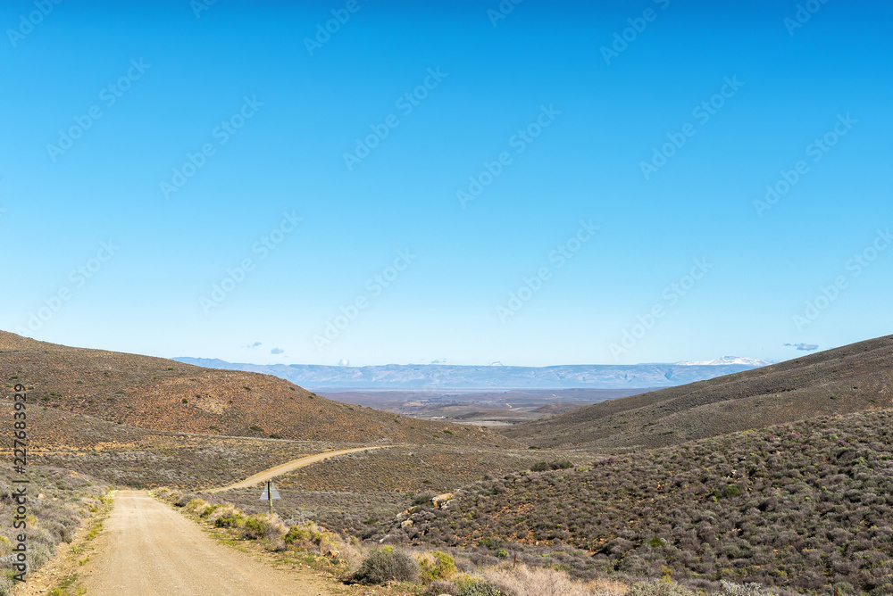 Fototapeta premium Landscape on road R356 to Ceres. Snow is visible
