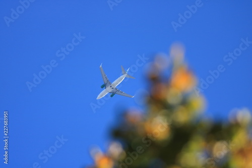 Airplane at the blue sky