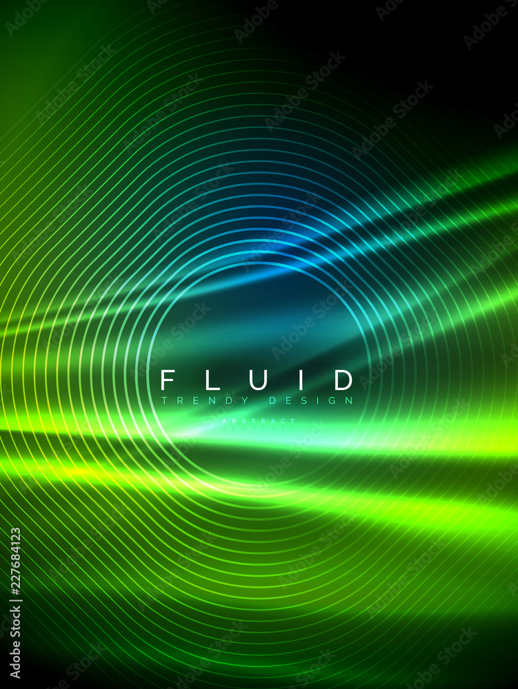Neon glowing wave, magic energy and light motion background. Vector illustration Neon glowing wave, magic energy and light motion background. Vector illustration
