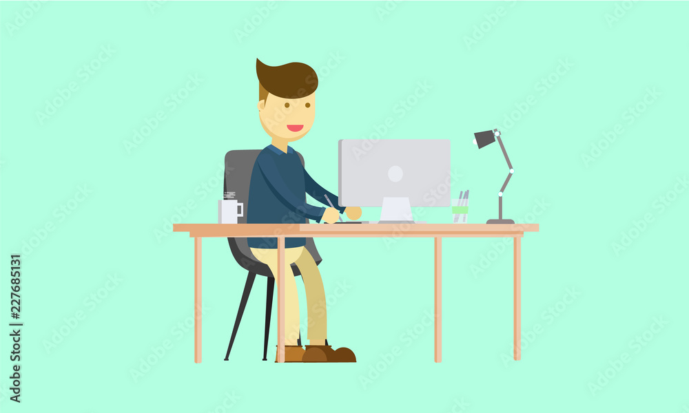 graphic designer working flat illustration vector graphic designer working flat illustration vector