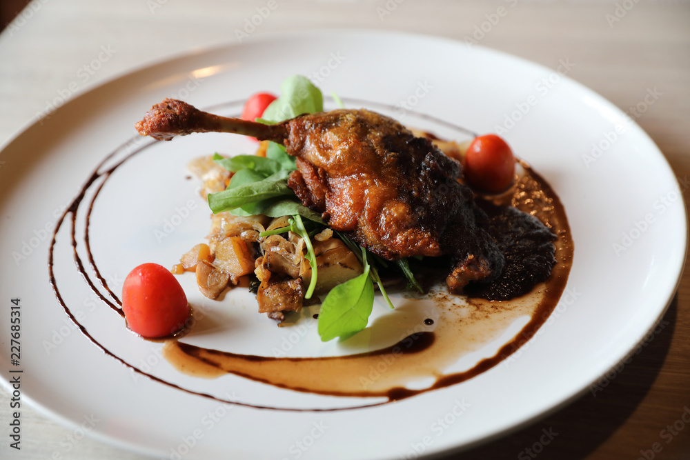 duck confit , Roasted Duck leg French food duck confit , Roasted Duck leg French food