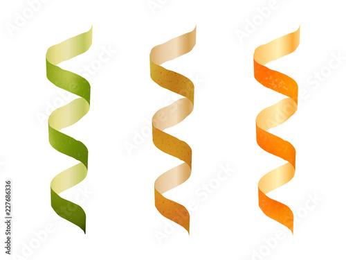 fruit cut in a spiral. Isolated image. Realistic style. Vector illustration. photo