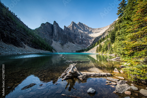 Moraine Lake in Banff National Park in Alberta Canada is located in the Valley of the Ten Peaks in Canadian Rockies