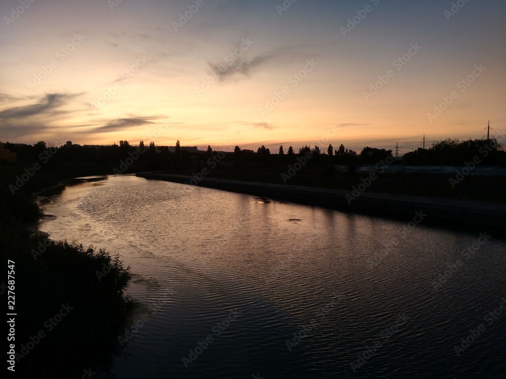 sunset on the river