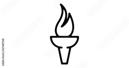 Torch line icon motion graphic animation with alpha channel.