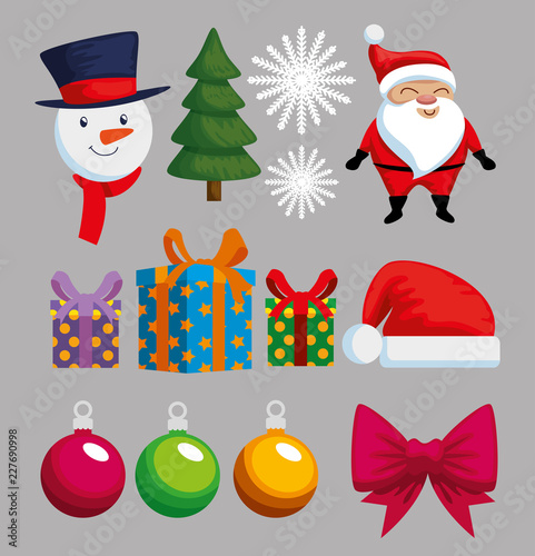 Obraz na plátně christmas decoration set icons