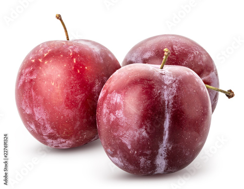 Fresh plum isolated on white background. Clipping path