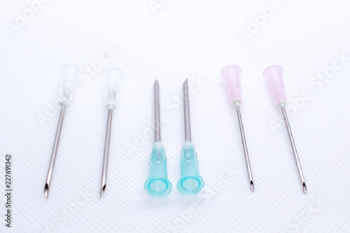 Cannula. Isolated on white of medical needle. Macro shot 