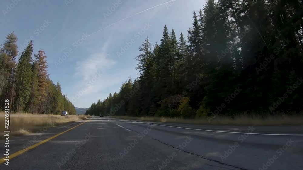 Driving through the mountains on I90 in the Pacific Northwest Driving through the mountains on I90 in the Pacific Northwest