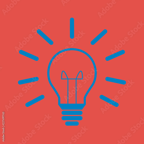 Glühbine mit Strahlen - Icon, Symbol, Piktogramm, grafisches Element - rot, blau