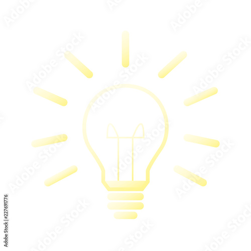 Glühbine mit Strahlen - Icon, Symbol, Piktogramm, grafisches Element - gelb 

