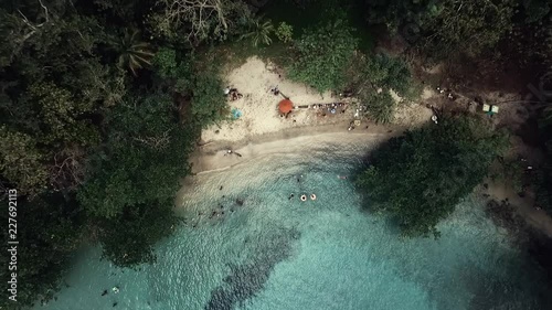 Drone footage birdseye of one of Panama's atlantic coast islands photo