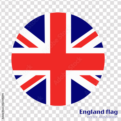 Round banner with flag of England. Vector.