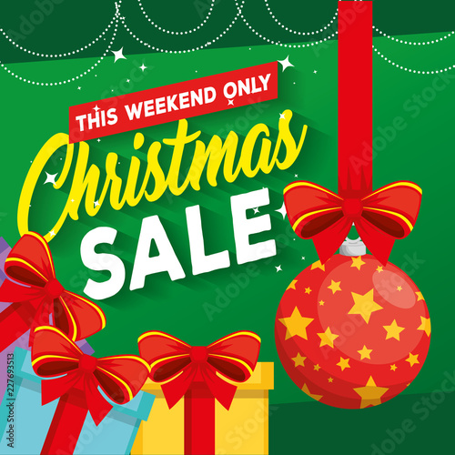 christmas sale label with gifts