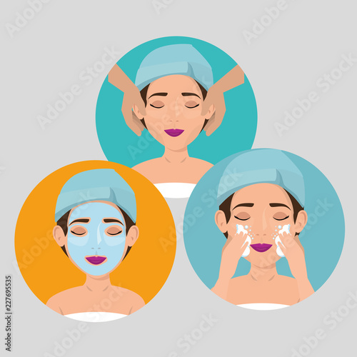 group of beautiful women in treatment facial