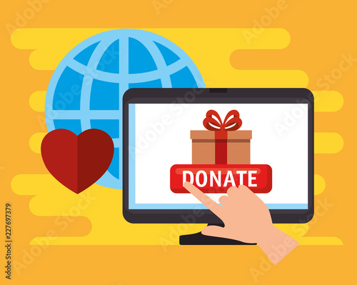 computer with charity donation online