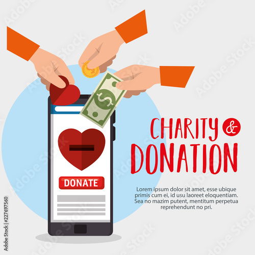 smartphone with charity donation online