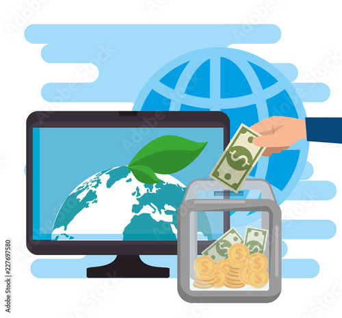 computer with charity donation online