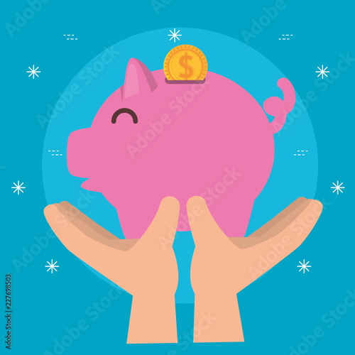 hands with piggy money charity donation