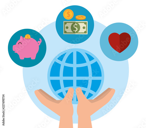 charity donation set icons