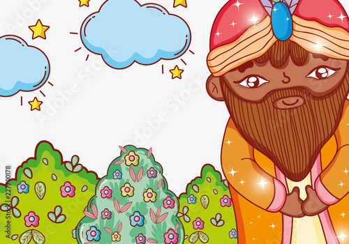 king with clouds and trees flowers plant