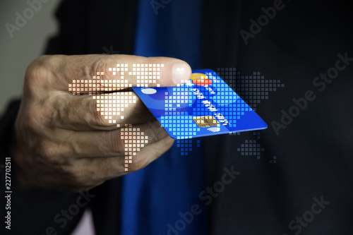 mano, pagare, debito, carta di credito, viaggiare photo